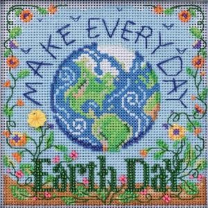 Picture of Mill Hill Buttons & Beads Counted Cross Stitch Kit 5"X5"-Earth Day (14 Count)