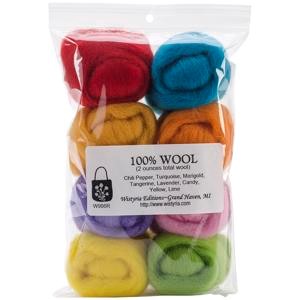 Picture of Wistyria Editions Wool Roving 12" .25oz 8/Pkg-Confetti