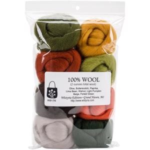 Picture of Wistyria Editions Wool Roving 12" .25oz 8/Pkg-Pumpkin Patch