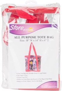 Picture of Innovative Home Creations All-Purpose Clear Tote Bag-Red 19"X14"X6"