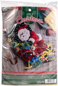 Picture of Bucilla Felt Stocking Applique Kit 18" Long-Santa's Sleigh