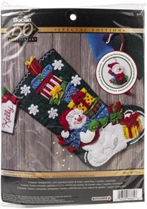 Picture of Bucilla Felt Stocking Applique Kit 18" Long-Snowman W/Presents