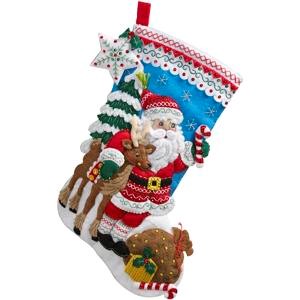 Picture of Bucilla Felt Stocking Applique Kit 18" Long-Nordic Santa
