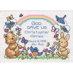 Picture of Dimensions Mini Counted Cross Stitch Kit 7"X5"-God's Babies Birth Record (14 Count)