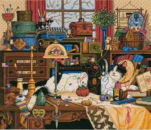 Picture of Dimensions Gold Collection Counted Cross Stitch Kit 14"X12"-Maggie The Messmaker (18 Count)