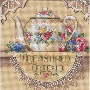 Picture of Dimensions/Gold Petite Counted Cross Stitch Kit 6"X6"-Treasured Friend Teapot (18 Count)