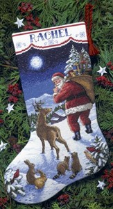 Picture of Dimensions Counted Cross Stitch Kit 16" Long-Santa's Arrival Stocking (14 Count)
