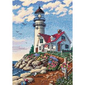 Picture of Dimensions/Gold Petite Counted Cross Stitch Kit 5"X7"-Beacon At Rocky Point (18 Count)