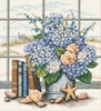 Picture of Dimensions Counted Cross Stitch Kit 11"X12"-Hydrangeas & Shells (14 Count)