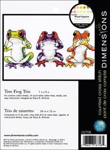 Picture of Dimensions/Jiffy Mini Counted Cross Stitch 7"X5"-Treefrog Trio (14 Count)