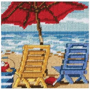 Picture of Dimensions Mini Needlepoint Kit 5"X5"-Beach Chair Duo Stitched In Thread