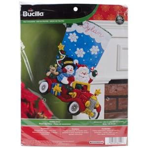 Picture of Bucilla Felt Stocking Applique Kit 18" Long-Holiday Drive