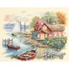Picture of Dimensions Counted Cross Stitch Kit 14"X11"-Peaceful Lake House (14 Count)