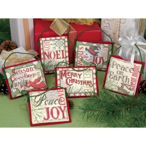 Picture of Dimensions Counted Cross Stitch Kit Up To 4"-Christmas Sayings Ornaments (14 Count)
