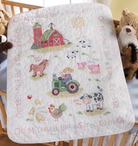 Picture of Bucilla Stamped Crib Cover Cross Stitch Kit 34"X43"-On The Farm