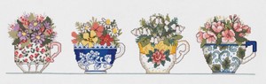 Picture of Janlynn Counted Cross Stitch Kit 20"X5"-Row Of Teacups (14 Count)