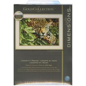 Picture of Dimensions Gold Collection Counted Cross Stitch Kit 16"X11"-Leopard In Repose (14 Count)