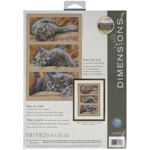 Picture of Dimensions Counted Cross Stitch Kit 10"X15"-Max The Cat (14 Count)