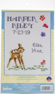 Picture of Janlynn Counted Cross Stitch Kit 5"X7"-Baby Deer Sampler (14 Count)