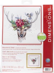 Picture of Dimensions Counted Cross Stitch Kit 12"X12"-Woodland Deer (14 Count)