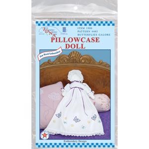 Picture of Jack Dempsey Stamped White Pillowcase Doll Kit-Butterflies Galore