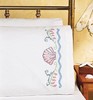 Picture of Janlynn Stamped Cross Stitch Pillowcase Pair 20"X30"-Seashells