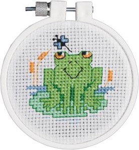 Picture of Janlynn/Kid Stitch Mini Counted Cross Stitch Kit 3" Round-Soggy Froggy (11 Count)