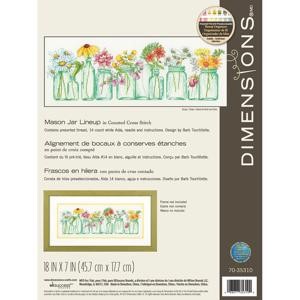 Picture of Dimensions Counted Cross Stitch Kit 18"X7"-Mason Jar Lineup (14 Count)