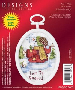 Picture of Janlynn Mini Counted Cross Stitch Kit 2.75" Oval-Let It Snow (18 Count)