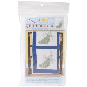 Picture of Jack Dempsey Stamped White Quilt Blocks 18"X18" 6/Pkg-Peacock