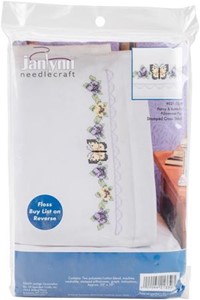 Picture of Janlynn Stamped Cross Stitch Pillowcase Pair 20"X30"-Pansies & Butterflies