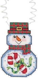 Picture of Janlynn/Holiday Wizzers Counted Cross Stitch Kit 3"X2.25"-Snowman With Candy Cane (14 Count)