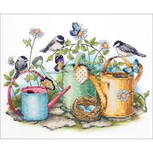 Picture of Dimensions Stamped Cross Stitch Kit 14"X11"-Watering Cans