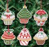 Picture of Janlynn Counted Cross Stitch Kit 3"X3" 6/Pkg-Christmas Cupcake Ornaments (14 Count)