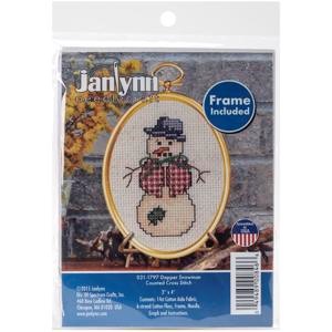 Picture of Janlynn Mini Counted Cross Stitch Kit 3"X4"-Dapper Snowman (14 Count)