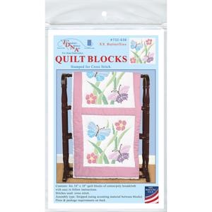 Picture of Jack Dempsey Stamped White Quilt Blocks 18"X18" 6/Pkg-XX Butterflies