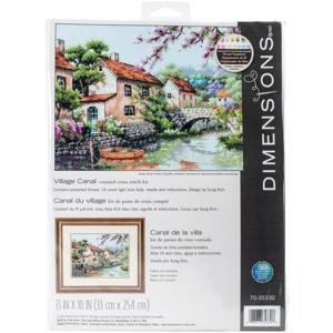 Picture of Dimensions Counted Cross Stitch Kit 13"X10"-Village Canal (14 Count)