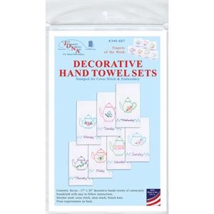 Picture of Jack Dempsey Stamped Decorative Hand Towels 15"X30" 7/Pkg-Teapots Of The Week