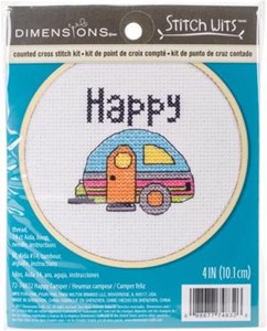 Picture of Dimensions Mini Counted Cross Stitch Kit 4"-Happy Camper