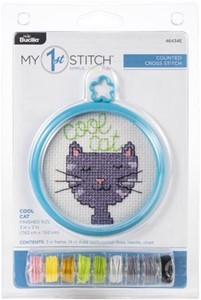 Picture of Bucilla/My 1st Stitch Mini Counted Cross Stitch Kit 3"-Cool Cat