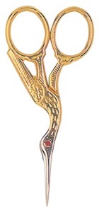Picture of Tool Tron Red Ruby Swarovski Crystal Stork Scissors 3.5"-Gold-Plated