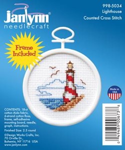 Picture of Janlynn Mini Counted Cross Stitch Kit 2.5" Round-Lighthouse (18 Count)