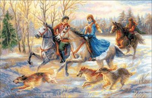 Picture of RIOLIS Counted Cross Stitch Kit 23.5"X15.75"-Russian Hunting (14 Count)