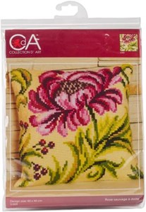 Picture of Collection D'Art Stamped Needlepoint Cushion Kit 40X40cm-Rose Sauvage A Droite