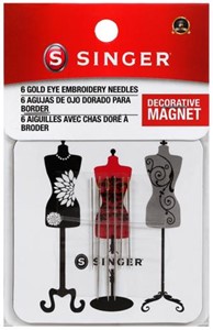 Picture of Singer Gold Eye Embroidery Needles On Collectible Magnet-6/Pkg Dressform Magnet