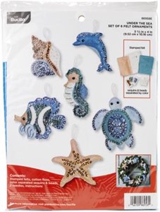Picture of Bucilla Felt Ornaments Applique Kit 4"X3.75" Set Of 6-Under The Sea