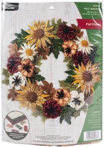 Picture of Bucilla Felt Wreath Applique Kit 16" Round-Floral Fall