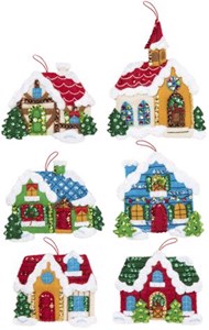 Picture of Bucilla Felt Ornaments Applique Kit Set Of 6-Christmas Village