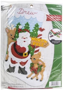 Picture of Bucilla Felt Stocking Applique Kit 18" Long-North Pole Santa