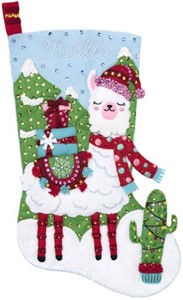Picture of Bucilla Felt Stocking Applique Kit 18" Long-Christmas Llama